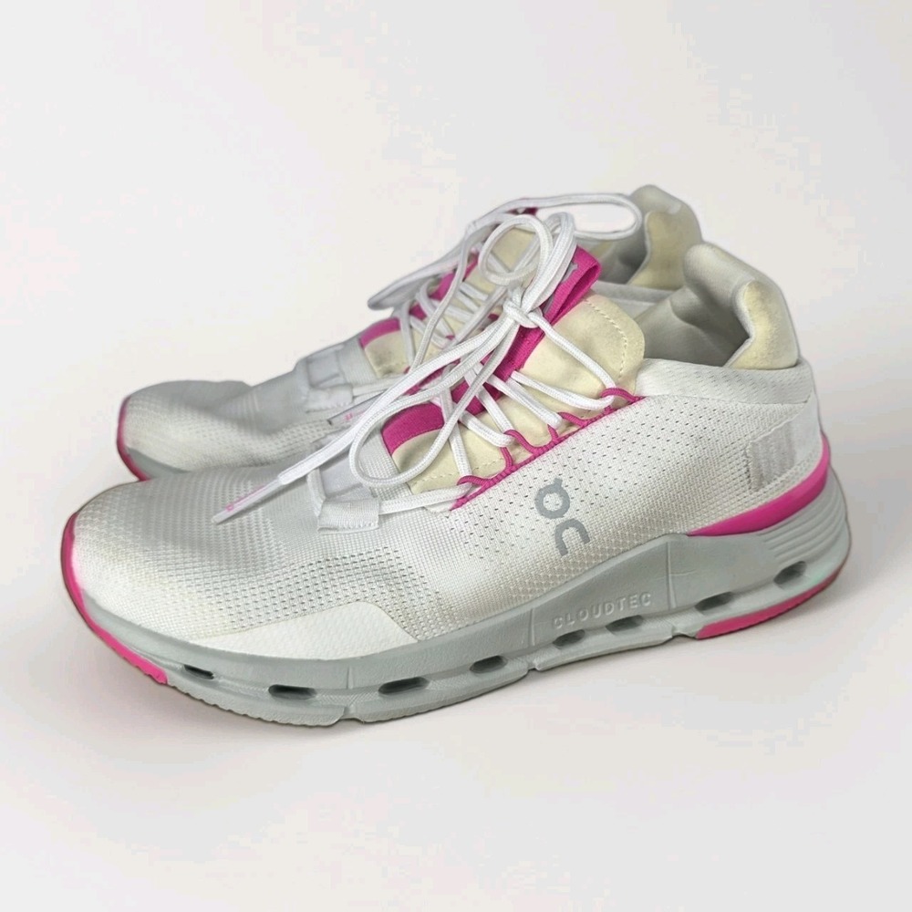 On Cloud Cloudnova Running Shoes Undyed White Carnation (Ivory/Pink) Women's W8